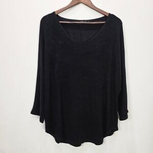 Slinky Tunic Top XL Black Round Neck‎ 3/4 Sleeve Travel l Dolman Vacation